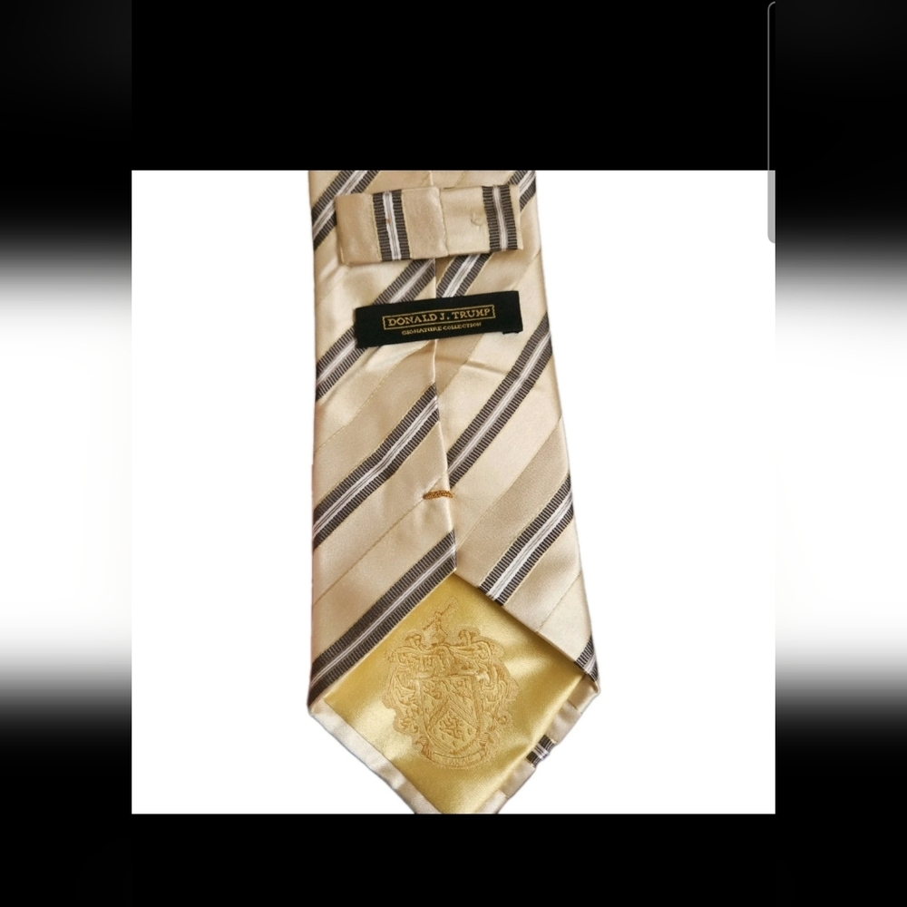 Donald J. Trump Signature Collection Tie | 100% Silk Gold Striped Necktie Luxury